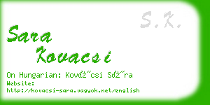 sara kovacsi business card